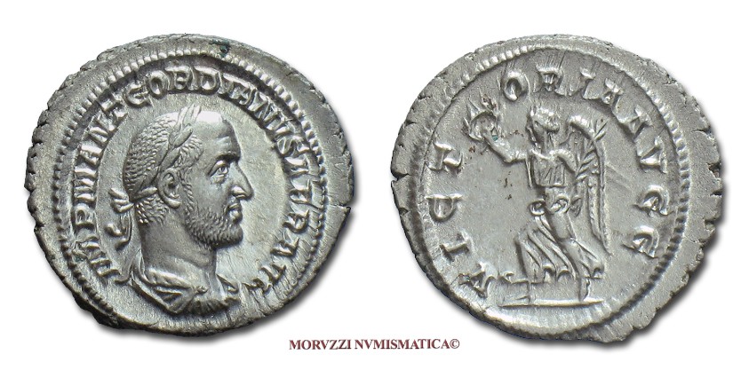 moneta di Gordiano II, monete di Gordiano II, denario di Gordiano II, denari di Gordiano II, moneta romana imperiale, monete romane imperiali, moneta romana, monete romane, moneta antica, monete antiche, numismatica
