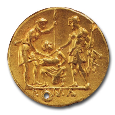 moneta romana repubblicana, monete romane repubblicane, aureo del giuramento